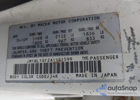 2010 Mazda Mazda3 I Touring from USA, damaged, VIN JM1BL1SF2A1151599